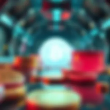 An abstract representation of cryptocurrency technology behind bubble gum coins