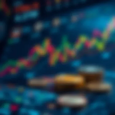 Market analysis with digital currency icons
