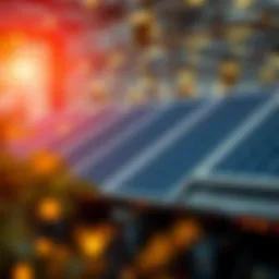Solar panels powering cryptocurrency mining rigs