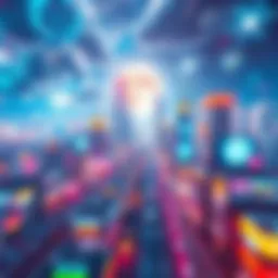 Vibrant virtual cityscape representing the metaverse