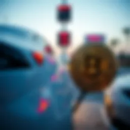 Tesla's electric vehicle charging with Bitcoin logo